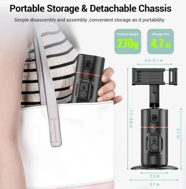 Support de téléphone à suivi automatique (IA, 360°)