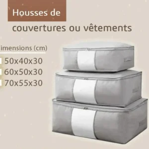 Housse de rangement couvertures ou vêtements (60x50x30 cm)