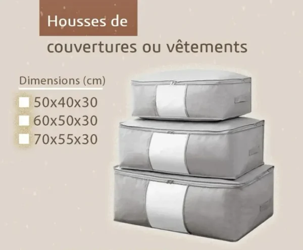 Housse de rangement couvertures ou vêtements (60x50x30 cm)