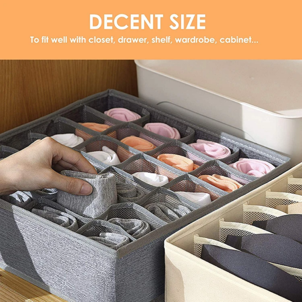 Housse de rangement sous-vêtements 12 slips + chaussettes (33x24x10 cm)