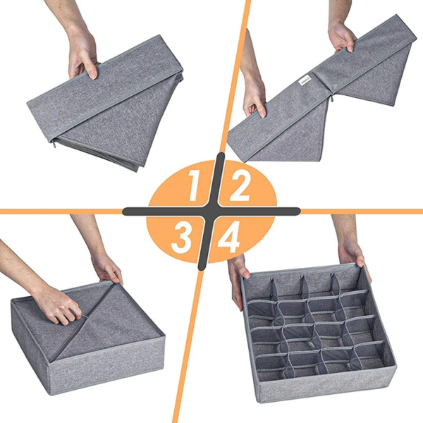 Housse de rangement sous-vêtements 12 slips + chaussettes (33x24x10 cm)