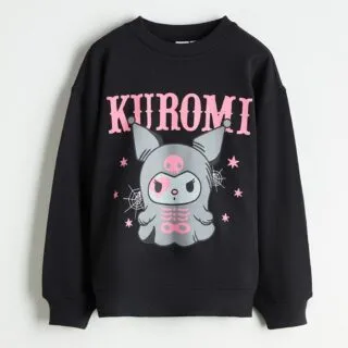 Sweatshirt Kuromi Noir Kawaii | 34 TND