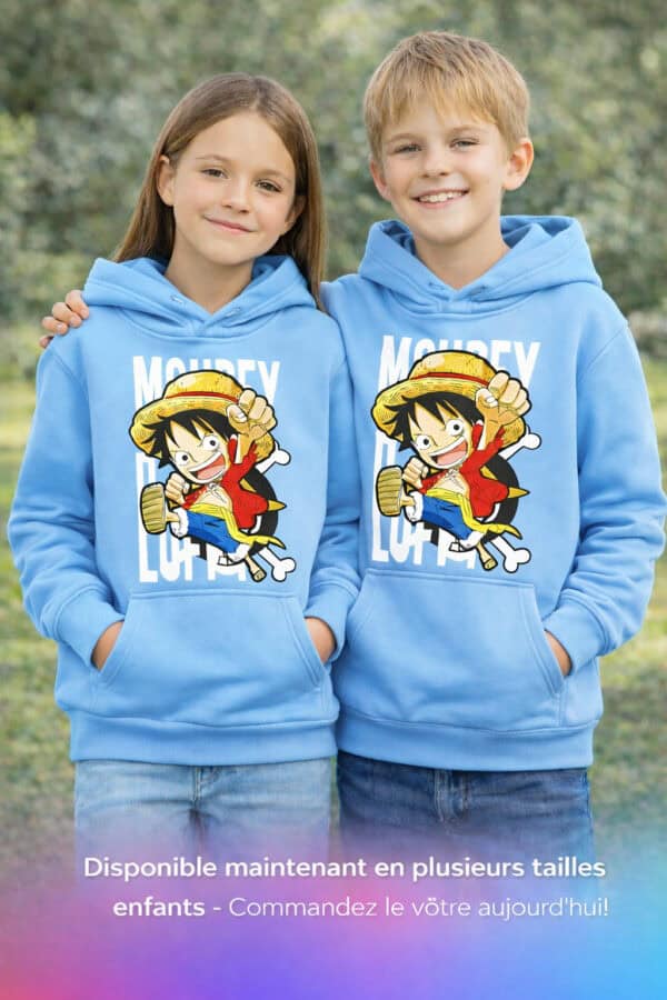 Sweat à capuche enfant bleu ciel