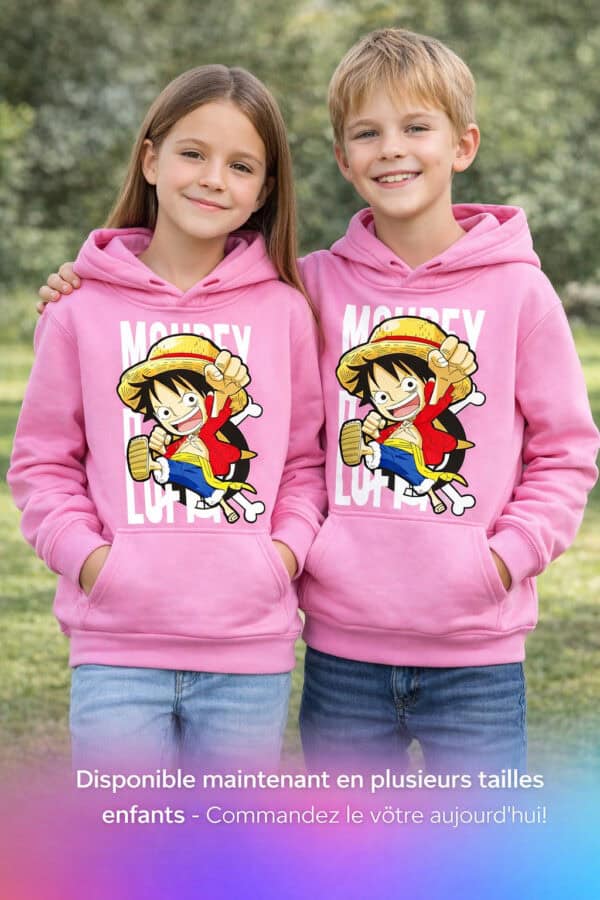 sweat à capuche enfants rose