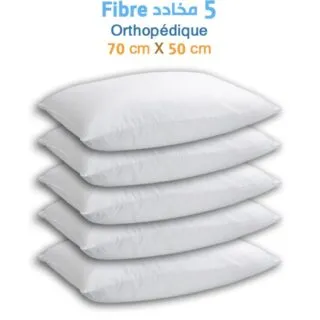 Lot de 5 Oreillers Orthopédiques Fibre Top Qualité Lavable