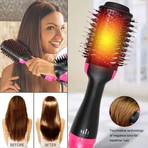 Brosse électrique chauffante avec technologie tourmaline pour des cheveux lisses et brillants. Idéale pour un coiffage facile et rapide, réduisant les frisottis et améliorant la santé capillaire.