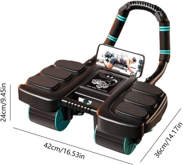 Baladeur d'exercice abdominal avec roulettes et tapis antidérapant pour renforcement musculaire complet.