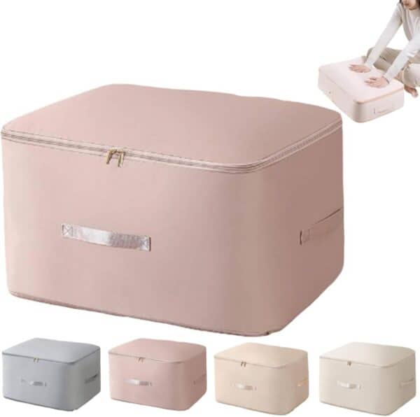 Baluchon de rangement pliable pour vêtements, jouets ou linge de maison.