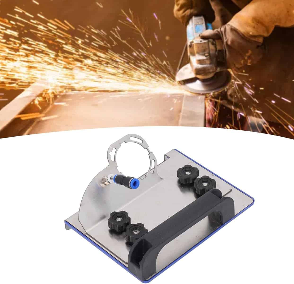 Support pour meuleuse d'angle 45° pour un travail précis et sécurisé. Idéal pour couper ou poncer avec une meuleuse d'angle, compatible avec divers modèles.