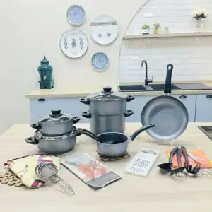 Set de 36 pièces d'ustensiles de cuisine et de vaisselle GRIS