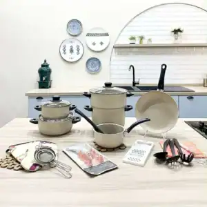Set de 36 pièces d'ustensiles de cuisine et de vaisselle BEIGE