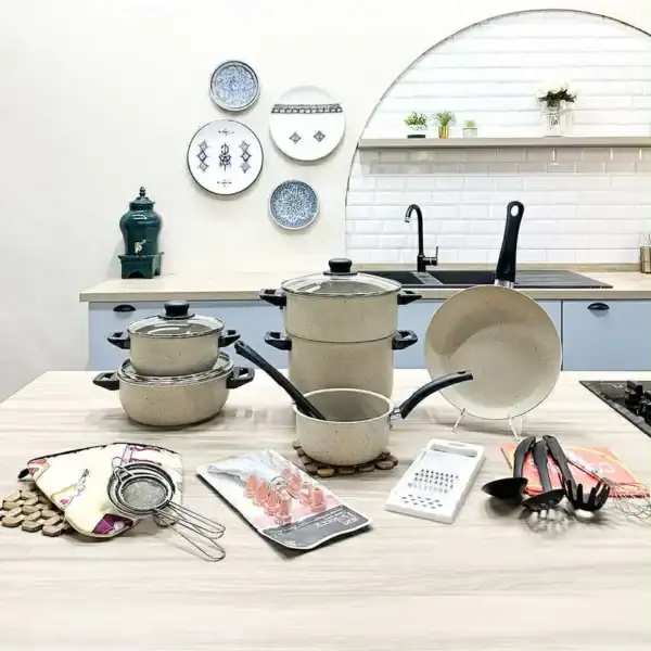 Set de 36 pièces d'ustensiles de cuisine et de vaisselle BEIGE