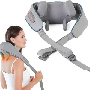 Tête de massage cervical électrique shiatsu avec chaleur pour soulager les douleurs cervicales, relaxation musculaire et bien-être. Idéal pour un massage apaisant à domicile ou au bureau.