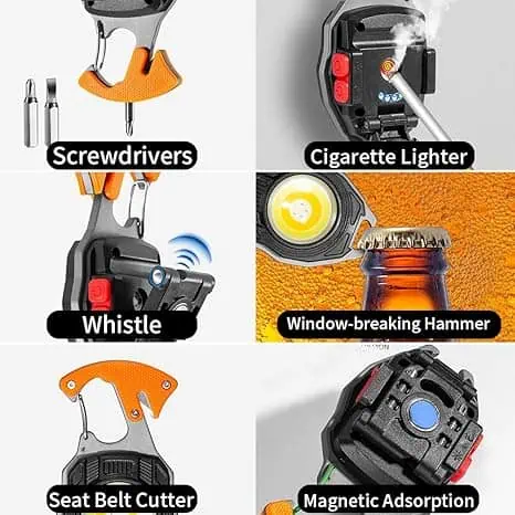 Lampe de poche COB avec 7 modes d’éclairage, idéale pour camping, randonnée et activités extérieures. Facile à utiliser, puissante et durable pour toutes vos aventures nocturnes.