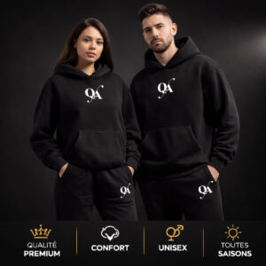 ensemble sweat capuche pantalon noir QA brand unisex