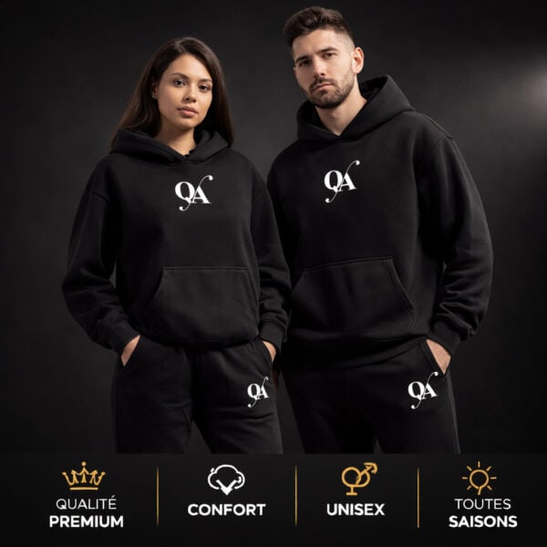 ensemble sweat capuche pantalon noir QA brand unisex