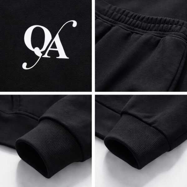 sweat capuche noir QA brand coton haute qualité