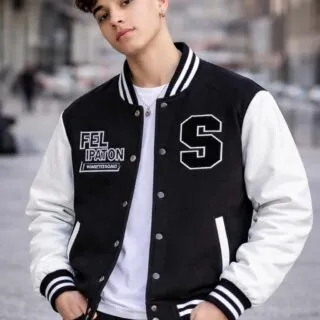 Veste Varsity Homme Noir Total – Style Américain Streetwear 🔥