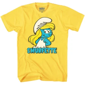 T-shirt Smurfette Jaune Enfant – T-shirt Schtroumpfette Fille 100% Coton