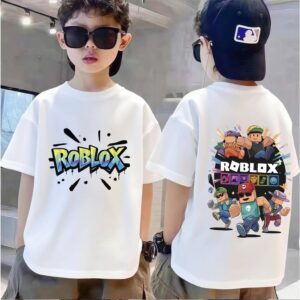 T-shirt Roblox Enfant Blanc en Tunisie – Manches Courtes Garçon