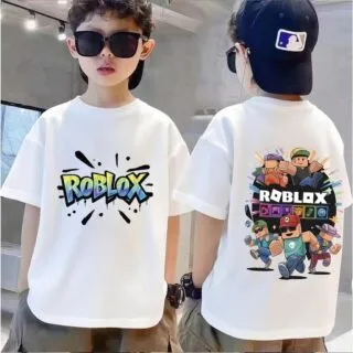 T-shirt Roblox Enfant Blanc en Tunisie – Manches Courtes Garçon