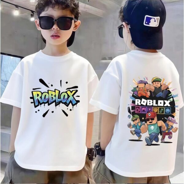 T-shirt Roblox Enfant Blanc en Tunisie – Manches Courtes Garçon