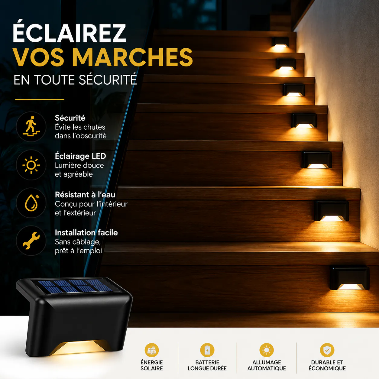 Lot de Lampes Solaires Décoratives pour Escalier