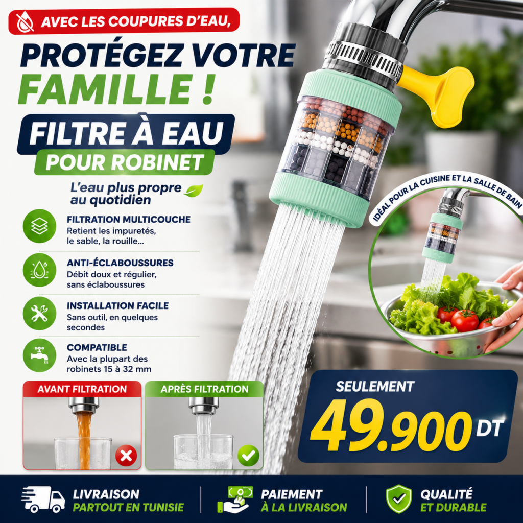 Filtre eau Tunisie installé sur un robinet de cuisine Filtre eau Tunisie installé sur un robinet de cuisine