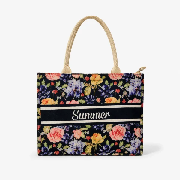 Sac Cabas Summer Fleuri Noir