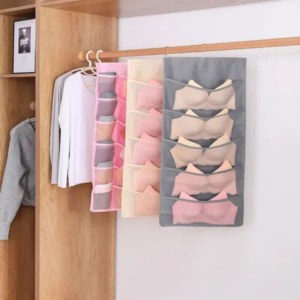 Housse de Rangement Sous-Vêtements Suspendue Double Face – Chaussettes, Soutiens-Gorge & Slips