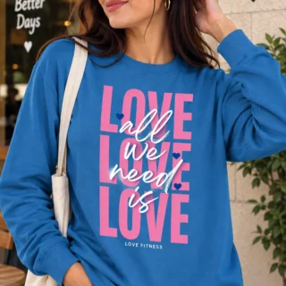 T-shirt Manches Longues Love Fitness Femme – 100 % Coton