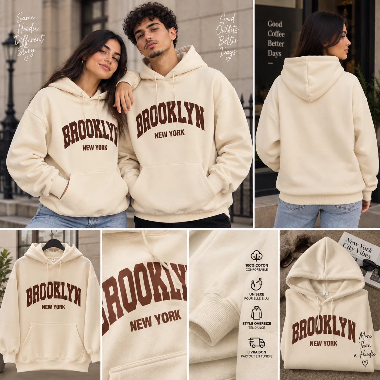 Capuche Brooklyn New York Unisexe – Sweat à Capuche