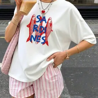 Tshirt Oversize Sardines Rouge & Bleu