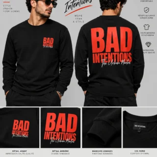 T-shirt Manches Longues Homme Bad Intentions Noir – 100% Coton