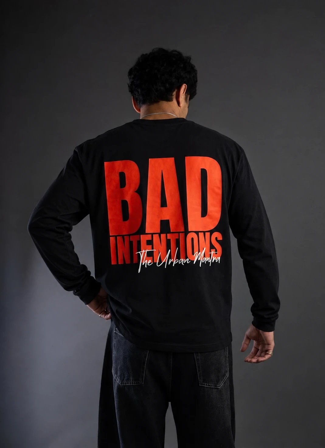 T-shirt Manches Longues Homme Bad Intentions Noir – 100% Coton
