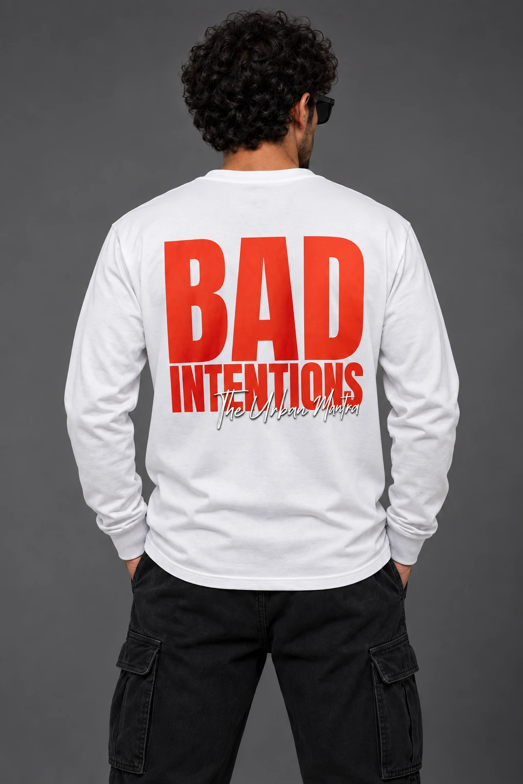 T-shirt Manches Longues Homme Bad Intentions Blanc – 100% Coton