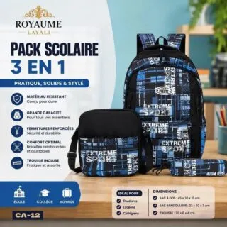 Sac à dos 3-en-1 grande capacité pour la rentrée scolaire