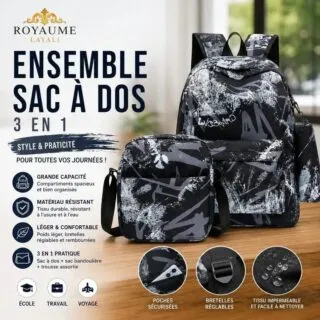Sac à dos 3-en-1 grande capacité pour la rentrée scolaire