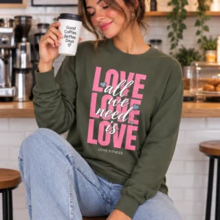 T-shirt Manches Longues Love Fitness Femme – 100 % Coton